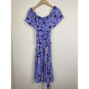 Disney XS Midi Dress Provincial Minnie Mouse Lavender Tiered Peasant Belted